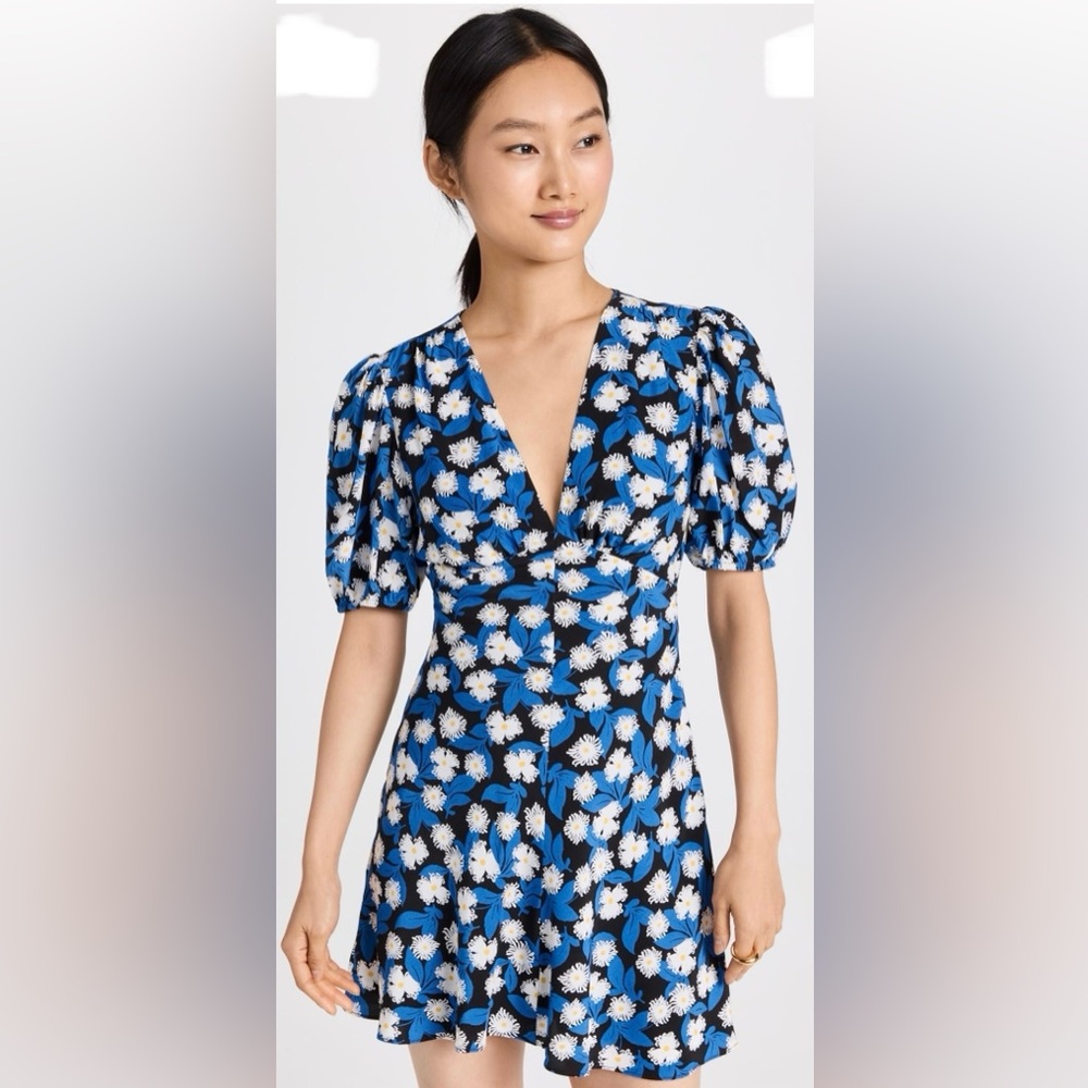 🆕🔖 Staud ✨ Mini Milla Dress ✨White Acid Floral Print ✨ Size 14 ✨ NWT!! - Picture 8 of 14
